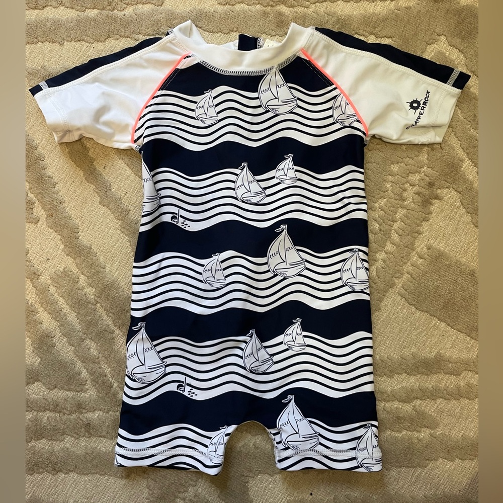 Sailboat Snapper Rock Swim Suit w SPF - Used Sapringly - 6 to 12 Month Fit